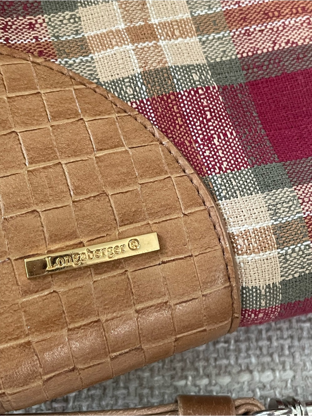 Vintage Longaberger Homestead Plaid Crossbody/Basket Weave Leather w/Wristlet - Picture 5 of 13